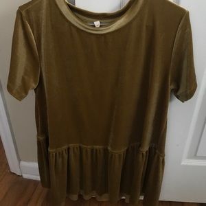 Gold velvet peplum top